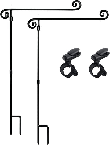 Garden Flag Stand, Yard Flag Holder,Garden Flag Hanger,Banner Pole with One Tiger Clip,Fall Decor for Outdoor Garden Lawn(2 Pack)
