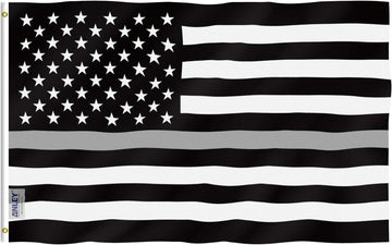 Anley Fly Breeze 3X5 Feet Thin Gray Line United States Flag - Vivid Color and Fade Proof - Canvas Header and Double Stitched - United States Flags Polyester with Brass Grommets 3 X 5 Ft