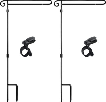 HOOSUN Garden Flag Stand Holder Easy to Install Strong and Sturdy Wrought Iron Pole Fits Mini Flag 12.5" X 18" No Need Extra Accessories to Fixed Flag,Garden Flag Pole without Flag