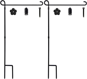 PHITRIC 2PC Garden Flag Holder Stand, Premium Yard Flag Holder Weather-Proof Metal Powder-Coated Flagpole with Clip and Stopper for Easter Garden Flag, Spring Garden Flag, Outdoor Garden Decor