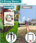 49 Inch Extra Tall Garden Flag Stand Holder Pole with 5 Prong Bases for 12 X 18 outside Fall Yard Flags Décor, Matte Black & 2 Packs