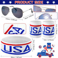 America Flag USA 4Th of July Fanny Pack Patriotic Beverage Beer Belt Costume Set Outfit Accessories with Drink Holder Sunglasses Striped Sweatband