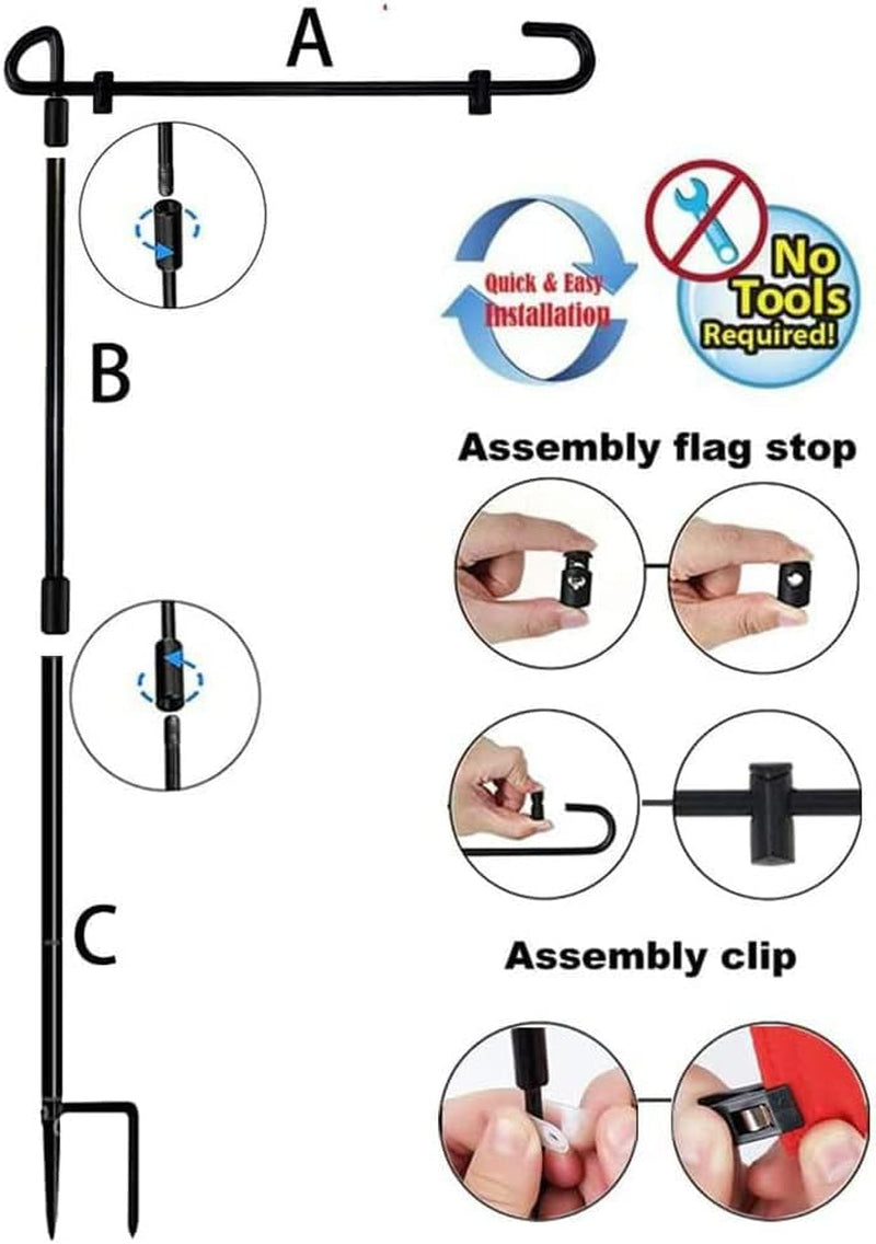 Garden Flag Stand Banner Flagpole, Black Wrought Iron Yard Garden Flag Pole - Holds Flags up to 12.5" in Width for Outdoor Garden Lawn
