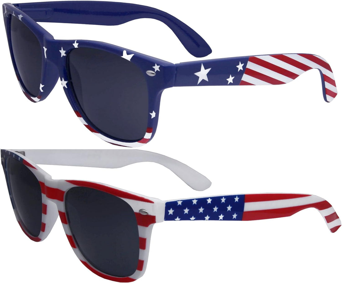 Grinderpunch 2 Pairs Bulk American Sunglasses USA Flag Classic Patriot