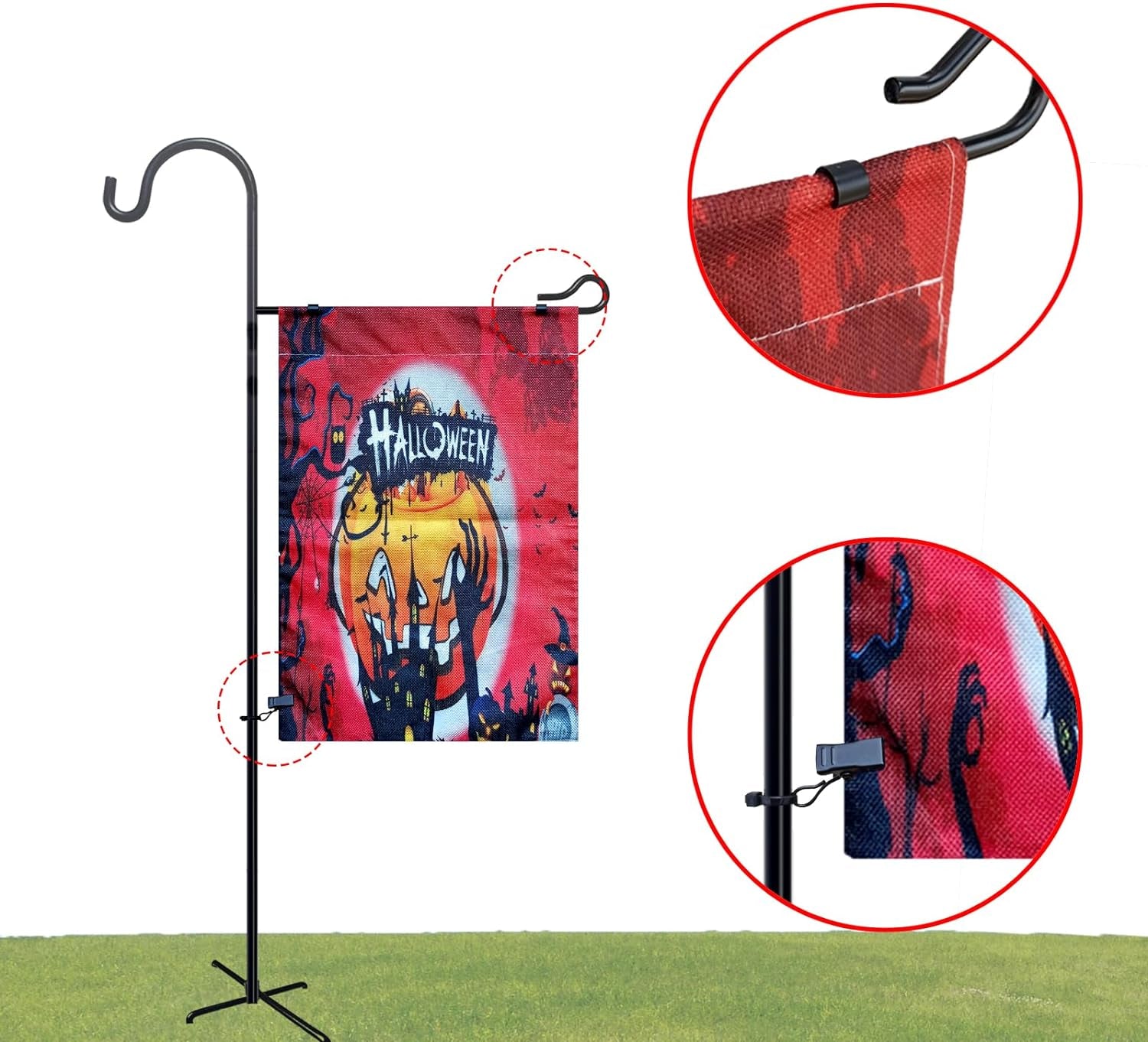 Garden Flag Clips and Stoppers,Tiger Clip and C Clamp(For 6Mm&8Mm Rod),Anti Wind Accessories for Garden Flag Holder