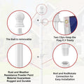 Flag Pole for Kit, 5FT White Tangle Free Porch Metal Aluminum Flagpole with Upgraded Bracket for 3X5 American Flag, White Adjustable Outdoor Flag Poles for Porch, Outside, Truck,Yard, Garden