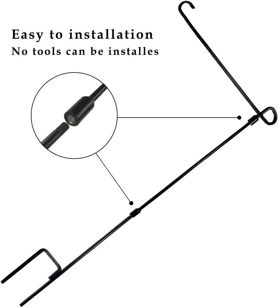 Garden Flag Stand Iron Garden Flag Pole 36.5X16.5 Inch with 2 Flag Stopper and 1 Tiger Clip Garden Flag Stake for Outdoor Decorate Garden Yard