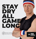Sweatbands Set - Head & Wrist Sweat Bands - Terry Cloth Sweatbands for Tennis, Working Out, Sports, Basketball, Gym, Exercise - Headband & Wristbands for Men & Women - Stretchy & Soft Cotton