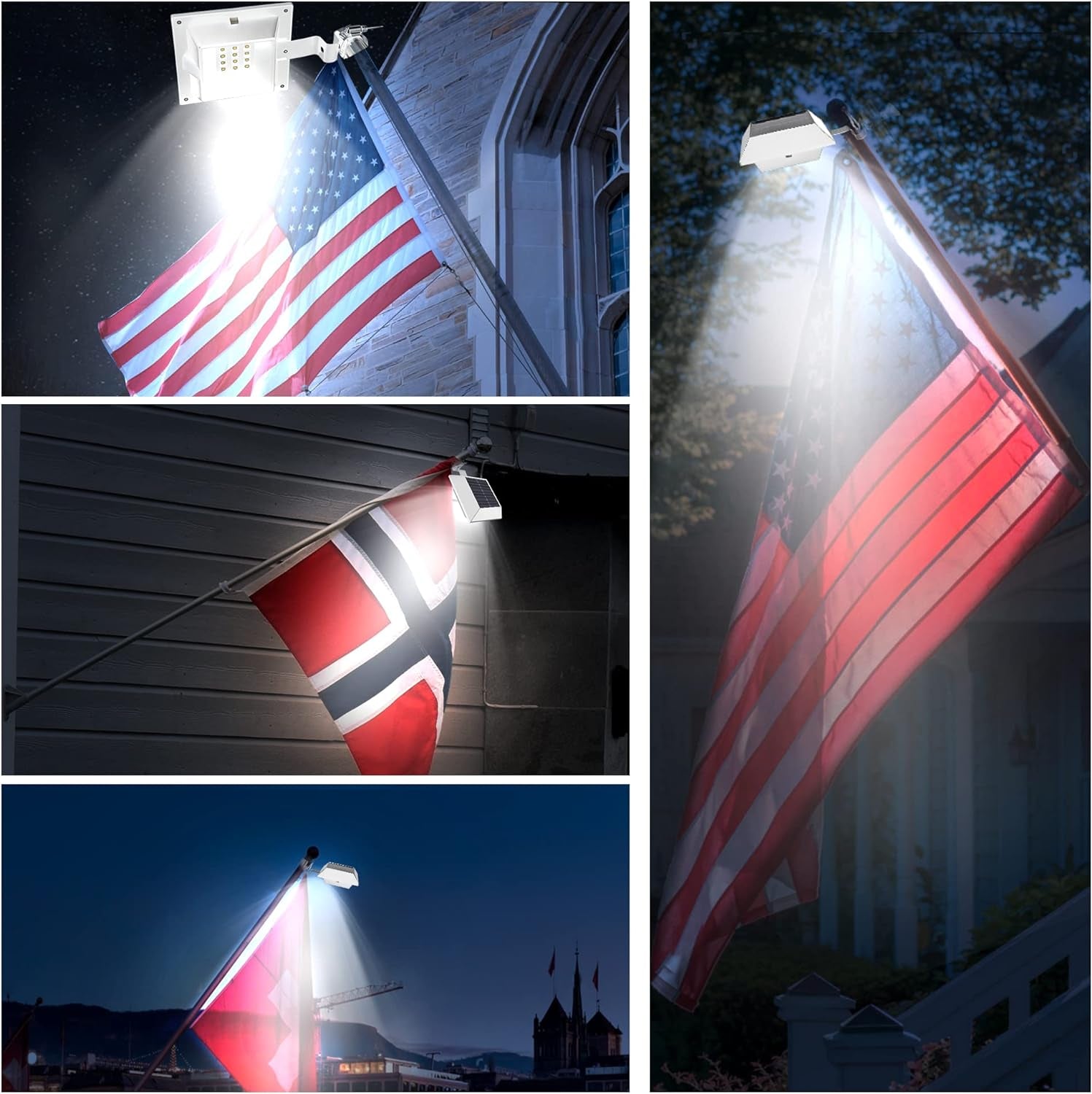 Solar Flag Pole Light, Bright Warm White 3000K Flagpole Light Upgrade Solar Powered for 5Ft 6Ft Flag Pole, Outdoor Dusk to Dawn Led Solar Lights, outside House Garden Yard American Flags Decor,Black