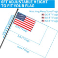 ZMTECH Flag Pole - Upgraded Bracket, (2 Packs) 6 FT Stainless Steel Flag Poles for outside House, Residential or Commerical, Tangle Free Flag Pole Kit for American Flag (Without Flag, Black)