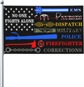 No One Fights Alone Multi Thin Line First Responder Flag 3X5 Ft Banner Indoor Outdoor Perfect Decoration