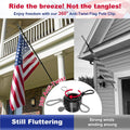 Flag Pole for Kit, 6FT Black Tangle Free Porch Metal Aluminum Flagpole with Upgraded Bracket for 3X5 American Flag, Black Adjustable Outdoor Flag Poles for Porch, Outside, Truck,Yard,Garden