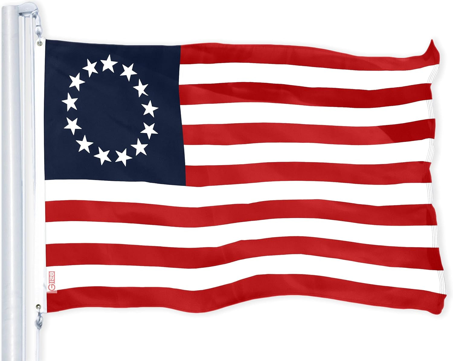 G128 Betsy Ross Tea-Stained Flag | 4X6 Ft | Toughweave Pro Series Embroidered 420D Polyester | Historical Flag, Embroidered Design, Indoor/Outdoor, Brass Grommets