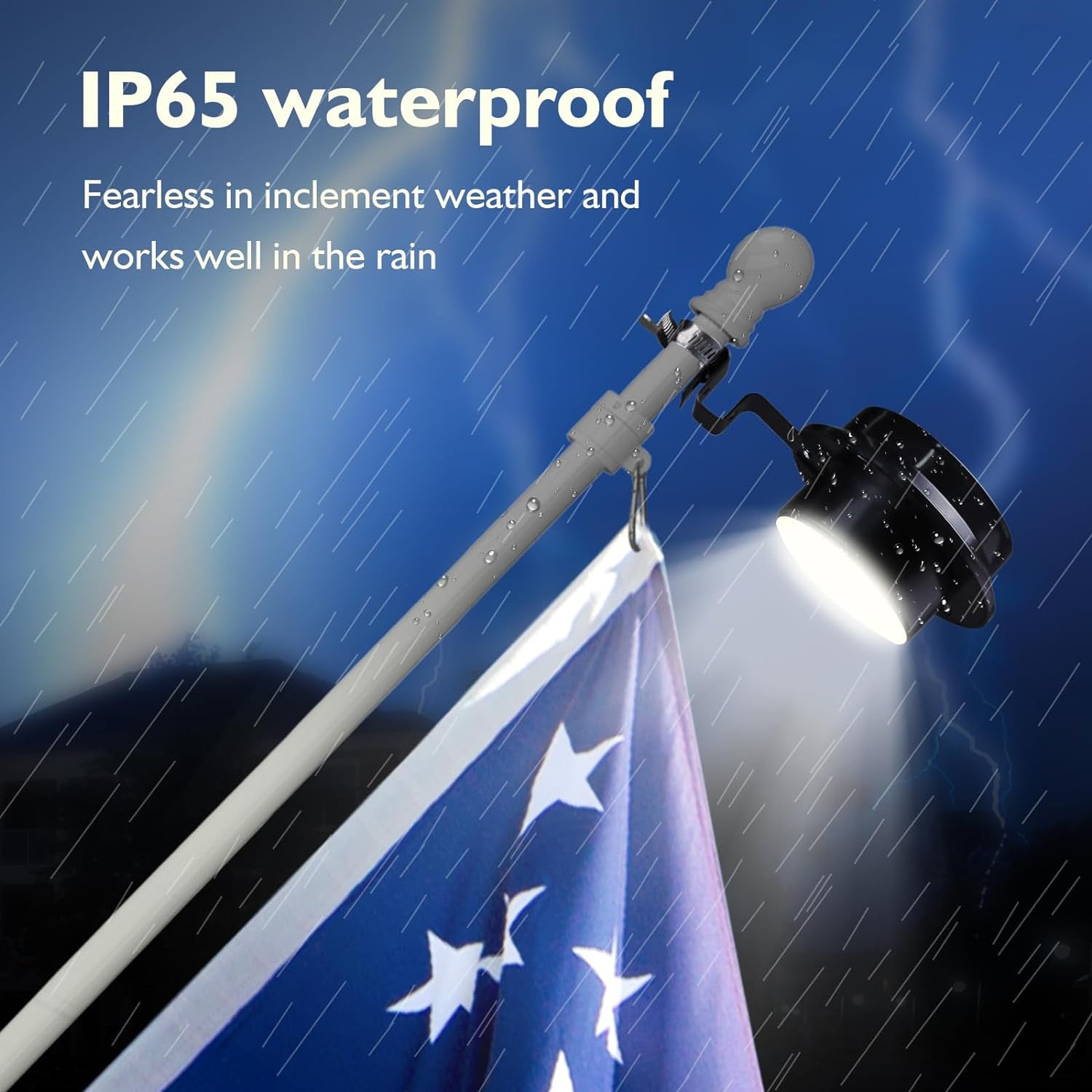 Flag Pole Light Solar Powered Outdoor Top Mounted Flagpole Solar Light, Metal Clamps Fits 1”To 1.5”Flagstaff , Brightest Flagpole Lights 13 LED Dusk to Dawn for Wall-Mount Spinning Flag Poles BLACK Y