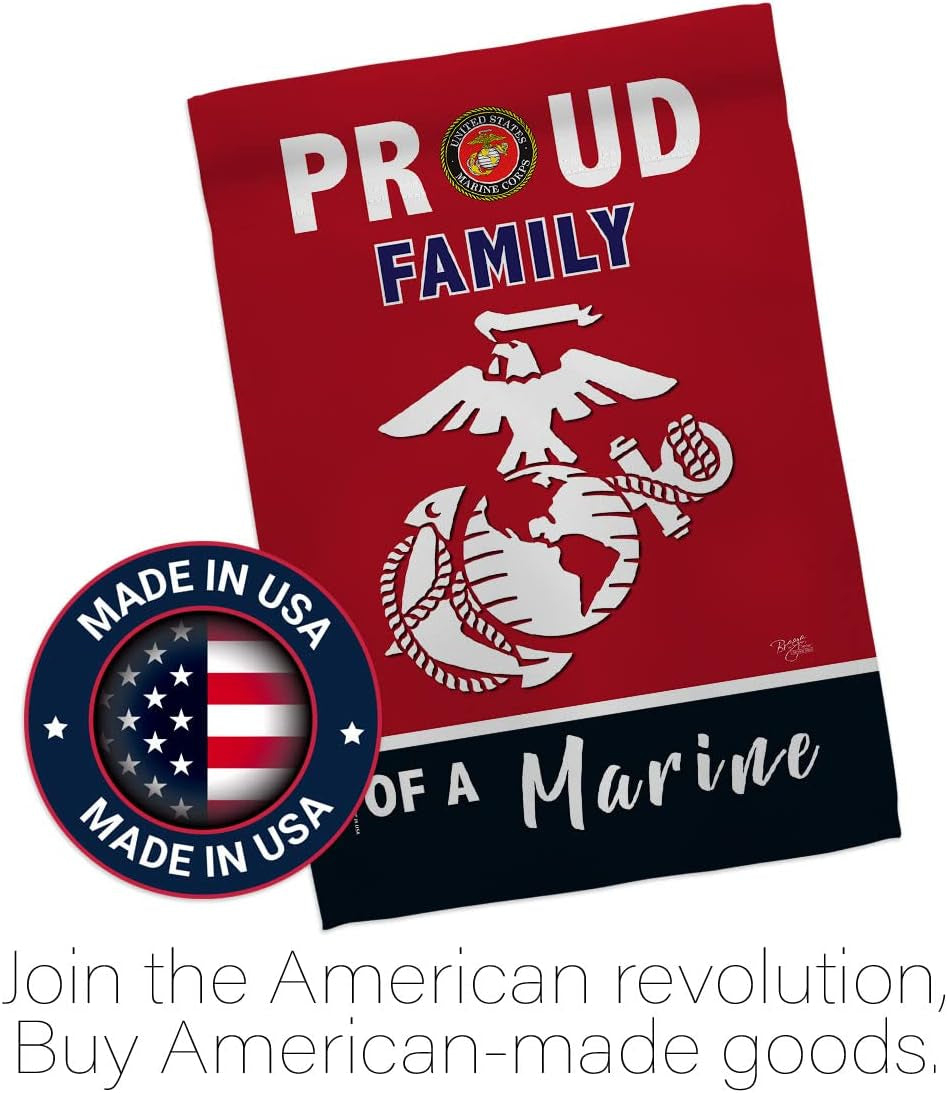 Breeze Decor Proud Family Garden Flag Armed Forces Marine Corps USMC Semper Fi United State American Military Veteran Retire Official House Banner Small Yard Gift Double-Sided, Red/Black