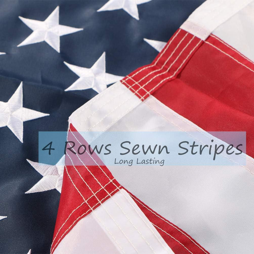 Duduta Embroidered American USA Flag 3X5 Feet, Heavy Duty Nylon US Flag Outdoor Indoor, Sewn Stripes Reinforced Header