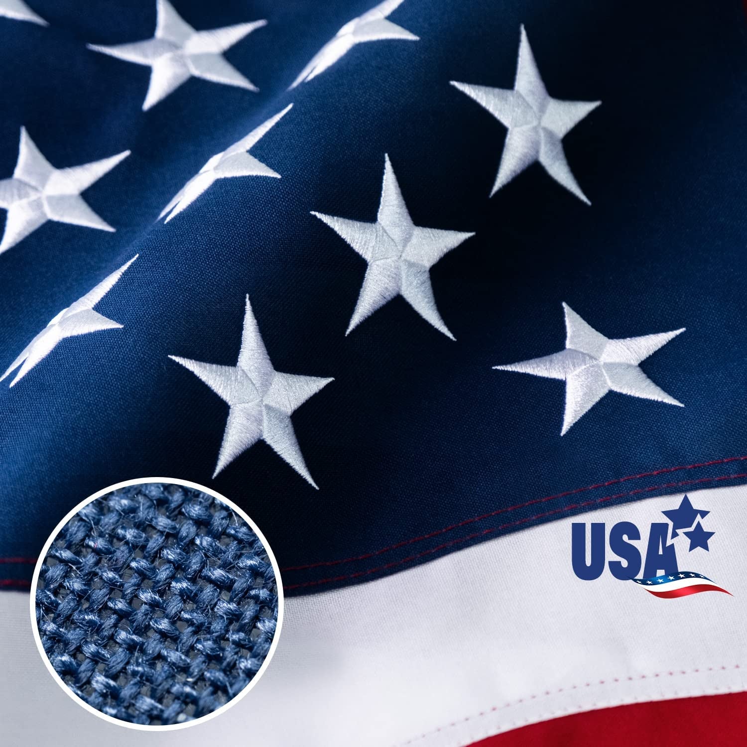 Super Tough Deluxe American Flag: 10x15 Ft, Heavy Duty Polyester, All Weather, Big Embroidered Stars