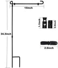 HOOSUN Garden Flag Stand, Premium Garden Flag Pole Holder Metal Powder-Coated Weather-Proof Paint with One Tiger Clip and Two Spring Stoppers without Flag