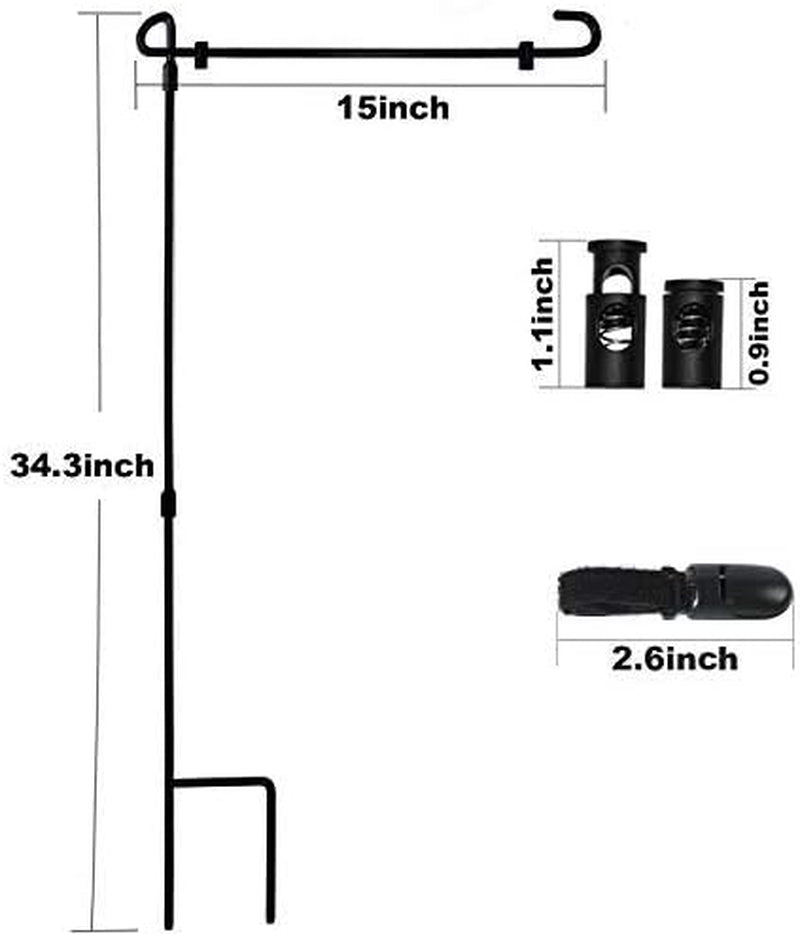 HOOSUN Garden Flag Stand, Premium Garden Flag Pole Holder Metal Powder-Coated Weather-Proof Paint with One Tiger Clip and Two Spring Stoppers without Flag
