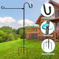 JOYSEUS Garden Flag Holder Stand and Shepherd Hook, 36 Inches with 1/2 Inch Thick Heavy Duty Garden Flag Stand, Rust Resistant Yard Flag Pole Holder for Flag, Lights(Without Solar Lights)……