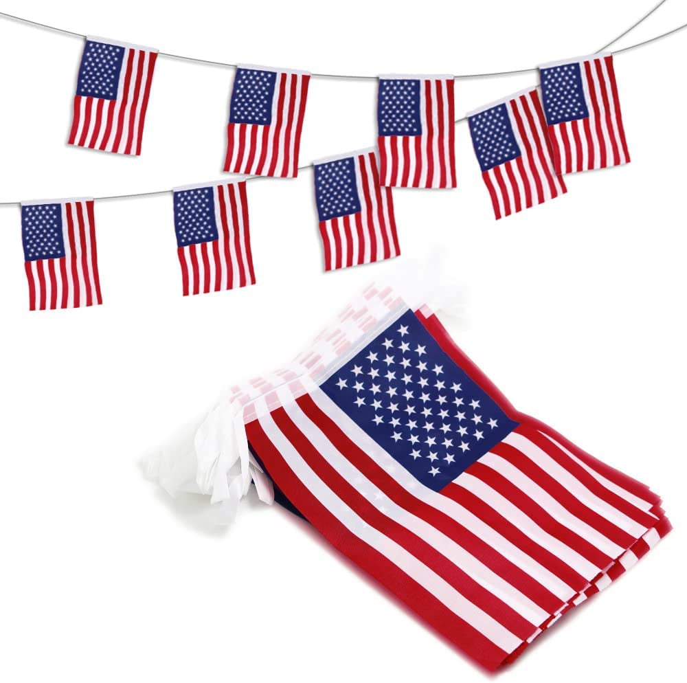 Anley USA American String Pennant Flags, Patriotic Events 4Th of July Independence Day Decoration Sports Bars - 33 Feet 38 Flags