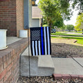 Thin Blue Line Garden Flag 12X18 Inch Made in USA, Embroidered Police Garden Flags for Outside, American Blue Lives Matter Flag Back the Blue Garden Flag Law Enforcement