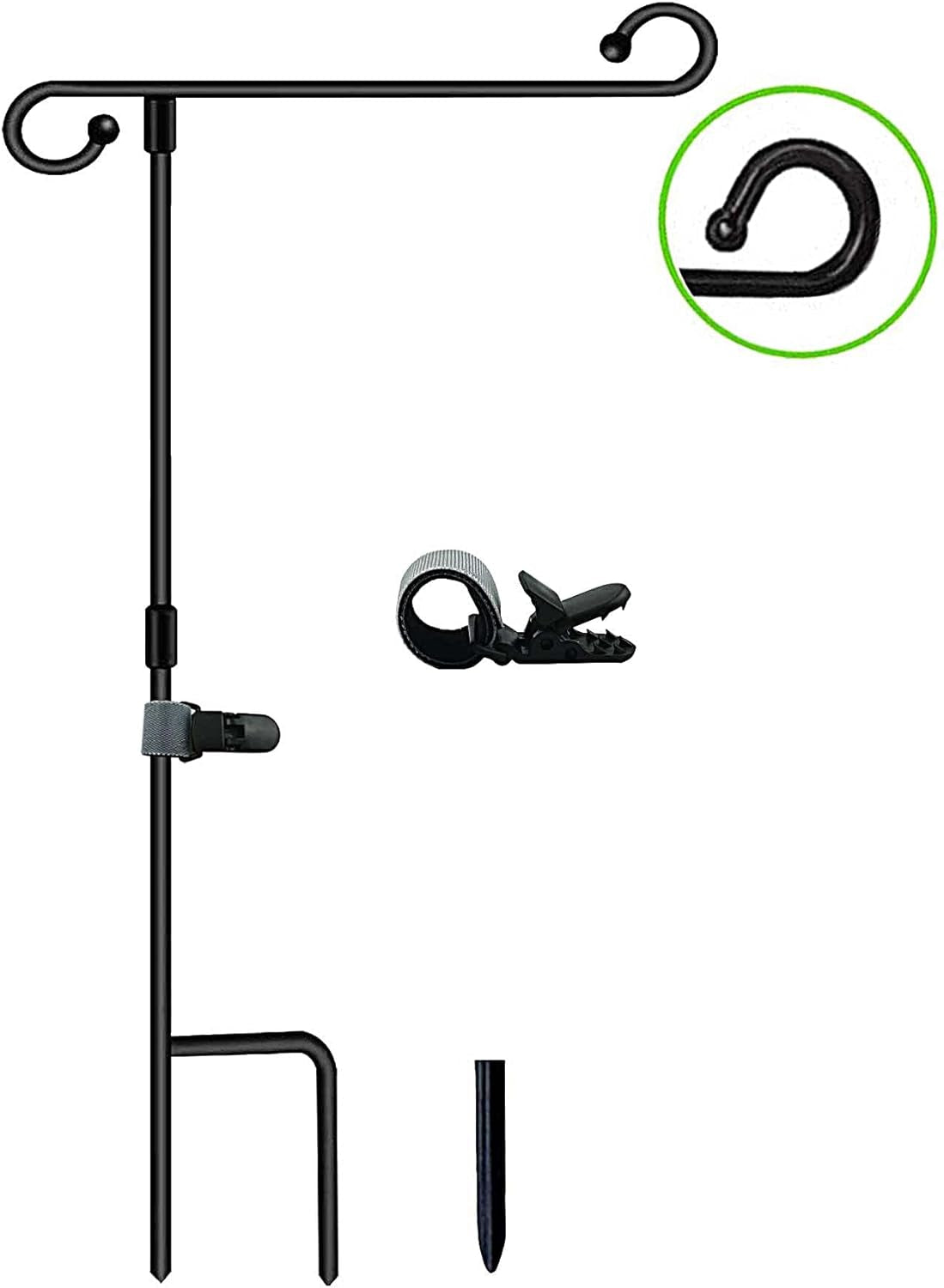 Garden Flag Stand-Holder-Pole with Flag Stopper and Clip Waterproof Powder-Coated Paint for House Flags,Decorative Flags,Yard Flags,Seasonal Flags