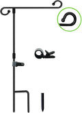 Garden Flag Stand-Holder-Pole with Flag Stopper and Clip Waterproof Powder-Coated Paint for House Flags,Decorative Flags,Yard Flags,Seasonal Flags