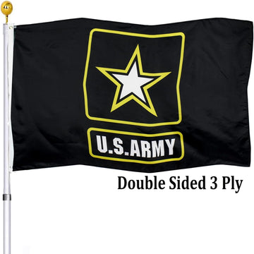 US Army Military Flag 3X5 Outdoor Made in USA Double Sided- American United States Army Star Black Flags 3 Ply Heavy Duty Fade Resistant Banner for Outdoor Indoor Garage Wall