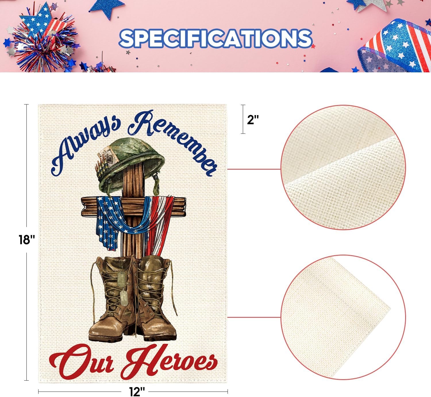AVOIN Colorlife Memorial Day Always Remember Our Heroes House Flag 28X40 Inch Double Sided, Military Soldiers Boots Patriotic Veteran Yard Outdoor Decoration