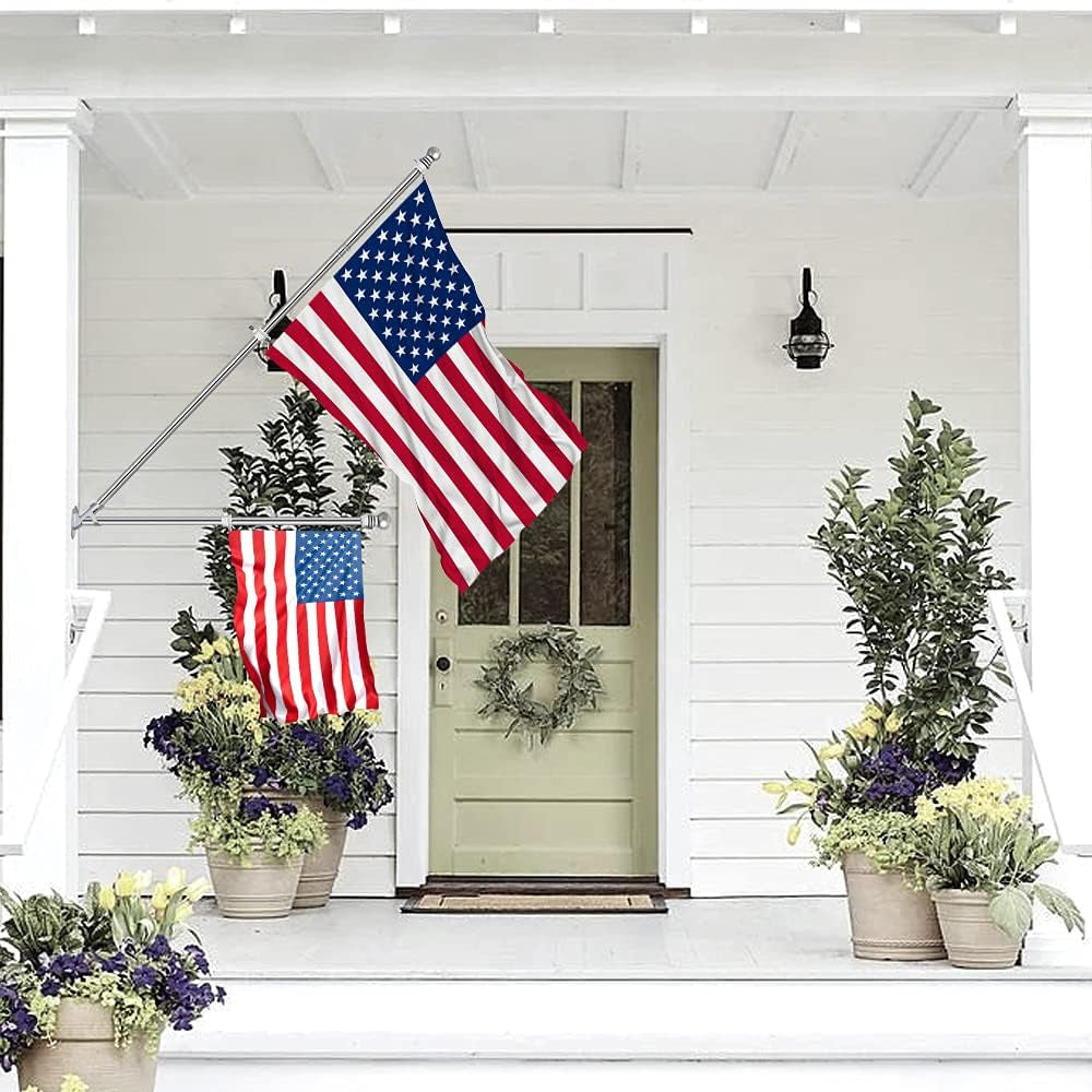 ZMTECH Flag Pole - Upgraded Bracket, 6 FT Stainless Steel Flag Poles for outside House, Residential or Commerical, Tangle Free Flag Pole Kit for American Flag (Without Flag, Silver)