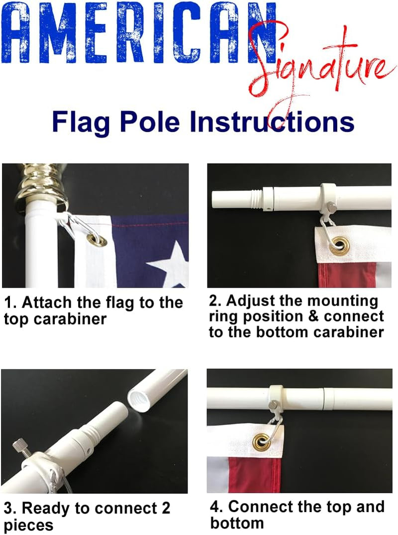 6 Ft Flag Pole for House - Heavy-Duty Aluminum Tangle Free Spinning Flagpole with Metal Mounting Rings - New Enhanced Design Outdoor Wall Mount Flagpole for Residential or Commercial (Silver, 6')