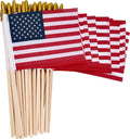 12 Pack Small American Flags Small US Flags/Mini American Flag on Stick 4X6 Inch US American Hand Held Stick Flags with Kid-Safe Spear Top, Polyester Full Color Tear-Resistant Flag