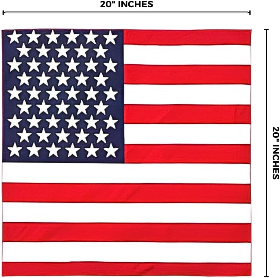 Bold & Stunning American Flag Polyester Bandana (20" X 20") - Perfect for Outdoor, Fashion & Patriotic Events