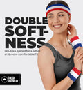 Sweatbands Set - Head & Wrist Sweat Bands - Terry Cloth Sweatbands for Tennis, Working Out, Sports, Basketball, Gym, Exercise - Headband & Wristbands for Men & Women - Stretchy & Soft Cotton