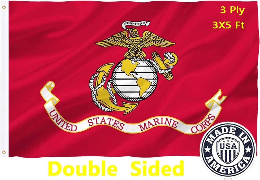 US Marine Corps Flag 3X5 Outdoor Double Sided Heavy Duty Polyester US Military Army Flags Long Lasting with 2 Brass Grommets