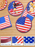 50 Pcs Patriotic American Flag Party Supplies Tableware Set Paper Plates and Napkins for Independence Day 4Th of July USA Red White Blue Barbecue Birthday Disposable Dinnerware Decor