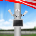Flag Pole Light Solar Powered, 3 Super-Spotlights PC Crystal LED, IP65 Waterproof Flagpole Light Solar Powered Fits 2-3.5''Flag Poles, 360 Degrees of Flag Illumination Flag Ground House