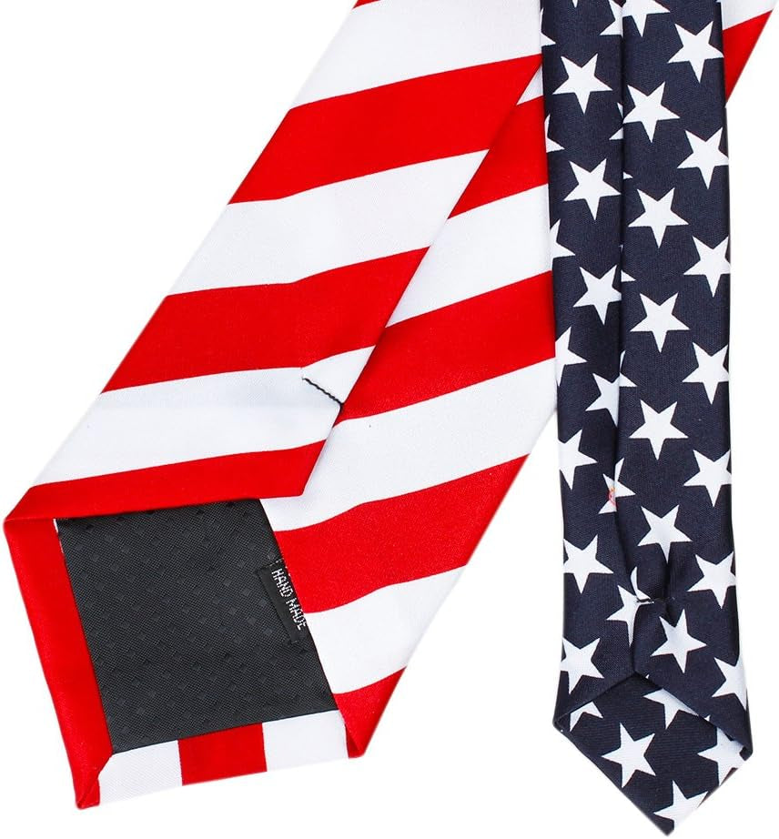 Elountik Classic Stripe American Flag Necktie USA Flag US Patriotic Neck Tie College Daily Neckties Formal Party Suit Necktie