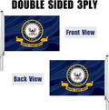 US Navy Emblem Flag 3X5 Outdoor Double Sided - Heavy Duty Polyester United State Navy Naval Military Flags with 2 Brass Grommets 4 Rows Stitched 3X5Ft