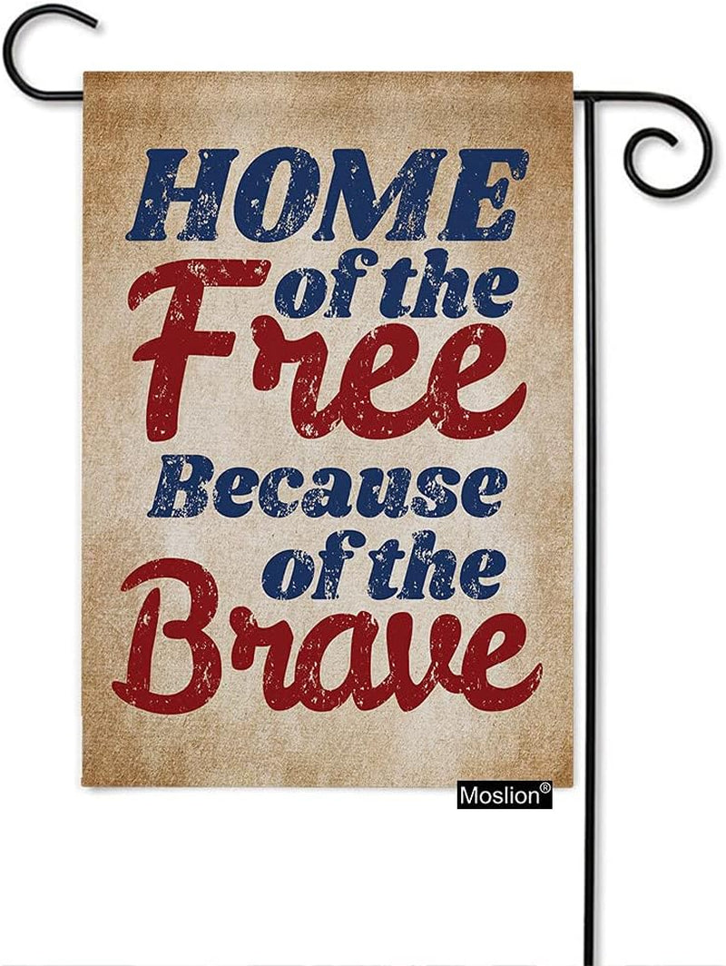 Home of the Free Because of the Brave Garden Flag Vertical Double Sided 4Th of July Independence Day House Flags Home Burlap Banners 12.5X18 Inch for Outdoor Decor Lawn