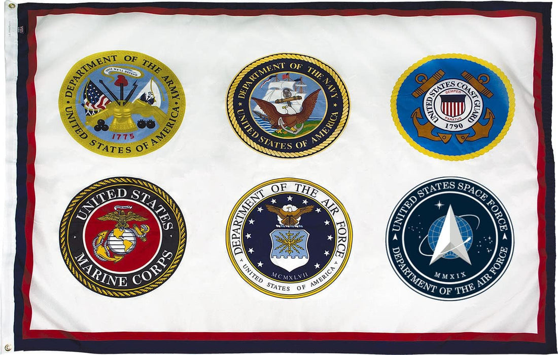 Official U.S. Armed Forces with All 6 Seals Nylon Military Flag, Made in the USA, 4X6'