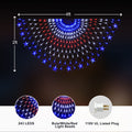 PUHONG July 4Th American Flag Lights,250 LED USA Half Fan Flag String Lights,Outdoor Waterproof Patriotic Ornaments for 4Th of July, Patriot Day, Independence Day