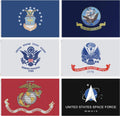 2 * 3 FT Lot of 6 Branches Military Set Polyester Flags Space Force, Air Force, US Navy, Coast Guard, Marines, Army Banner (2 * 3 FT)