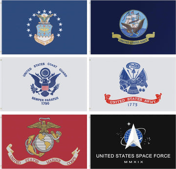 3 * 5 FT Lot of 6 Branches Military Set Polyester Flags Space Force, Air Force, US Navy, Coast Guard, Marines, Army Banner (3 * 5 FT)