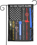 No One Fights Alone Multi Thin Line First Responders Double Sided Vertical Garden Flag 12 X 18 Inch Indoors Outdoors Perfect Decoration