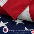 American Flag 3X5 Ft with Black Pole Kit - Heavyweight Nylon - Embroidered Stars and Sewn Stripes - 6 Ft No Tangle Flagpole Aluminum and 2-Position Flag Pole Bracket