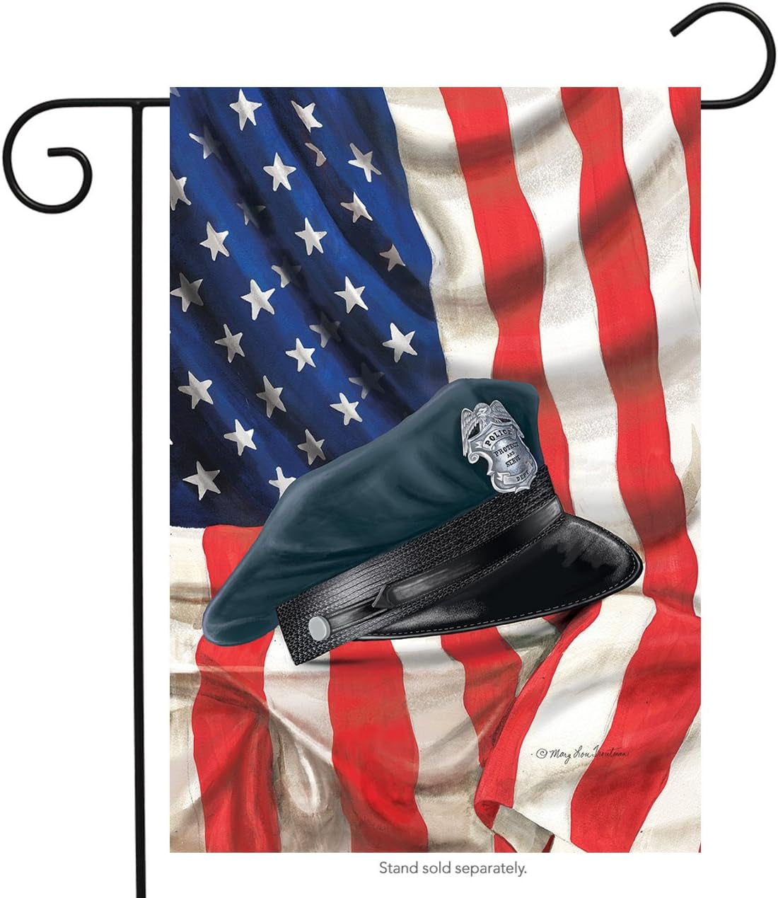 Police Hat Garden Flag Emergency Services Policeman Patriotic 12.5" X 18"