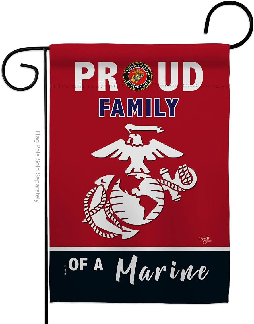 Breeze Decor Proud Family Garden Flag Armed Forces Marine Corps USMC Semper Fi United State American Military Veteran Retire Official House Banner Small Yard Gift Double-Sided, Red/Black