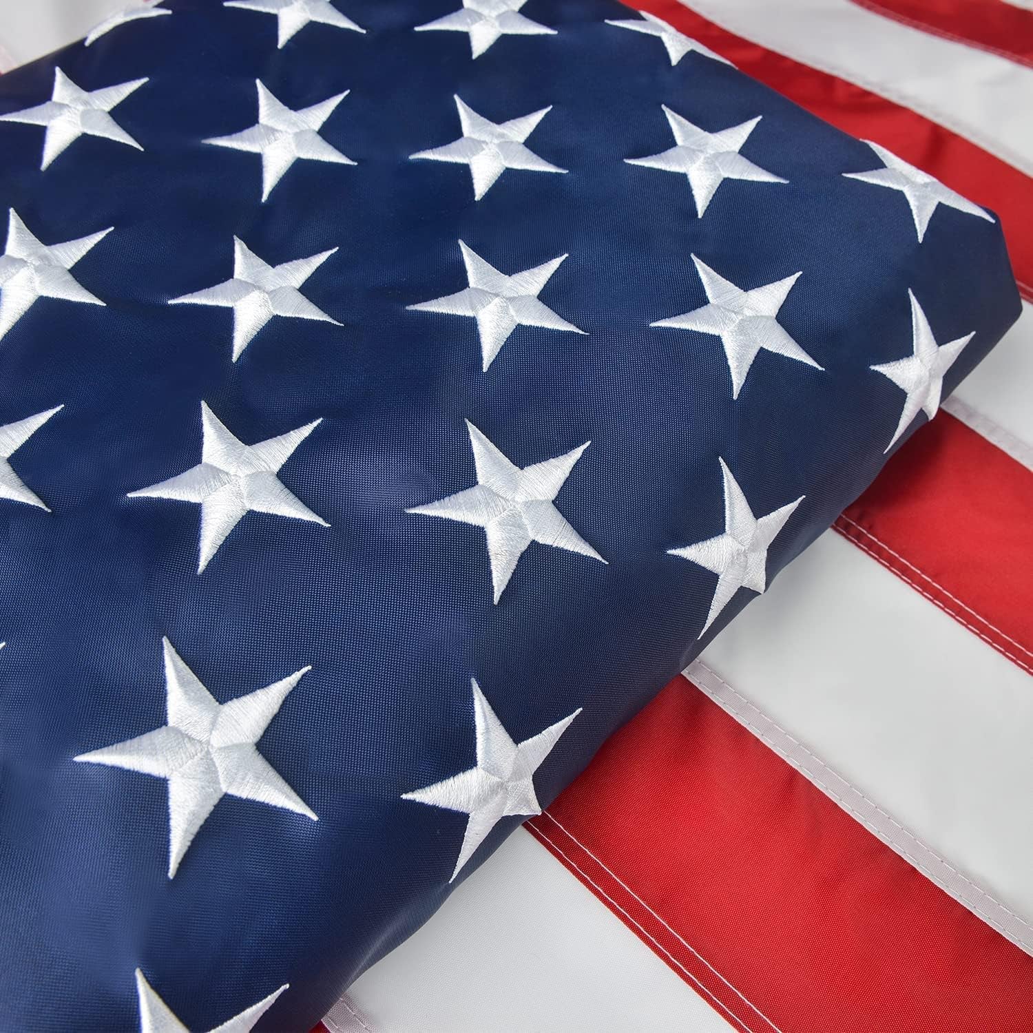 American Flag 10X15 FT, US Flag Made in USA High Wind with Embroidered Stars, Sewn Stripes, Brass Grommets, Durable USA Flag Outdoor Outside